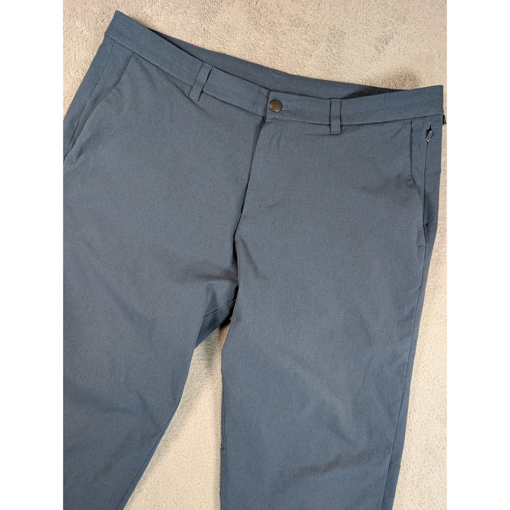 Lululemon Commission Pants Mens 38 Blue Gray Texture Slim Straight Ventilight